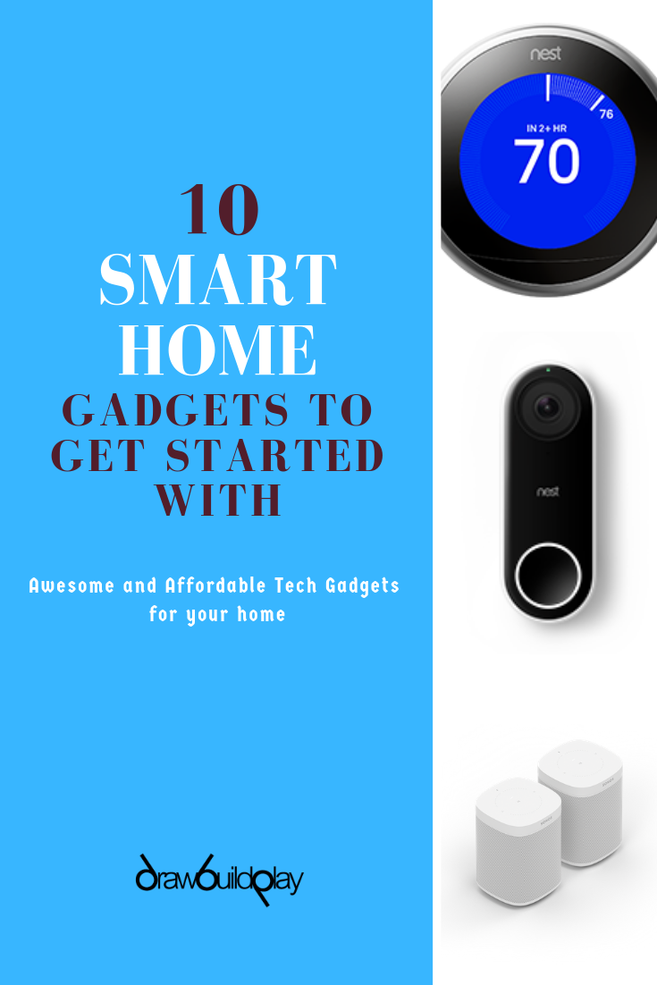 10 Smart Home Gadgets to Get Started With to help automate your home.  #smarthome #smarthomegadgets #automation #homekit #google #alexa #siri #smarthomeautomation #tech #hometech #techhome #techgadgets #sonos #idevices #apple #amazon #nestcam #nest #irobot #roomba