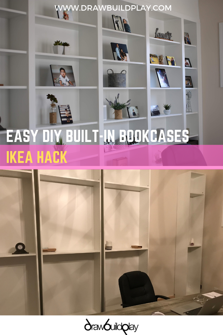 Easy DIY Built In Bookcases using the IKEA Billy Bookcase Hack #shelving #library #office #workfromhome #ikea #billy 