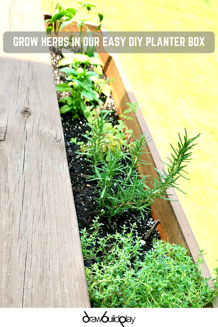 Grow herbs in our easy DIY Cedar Planter Box for your herb garden.  This is great to hang over your deck or by your kitchen windows.  Pin this easy DIY now so you can enjoy fresh herbs all summer long. #herbs #planter #planterbox #diy #herbgarden