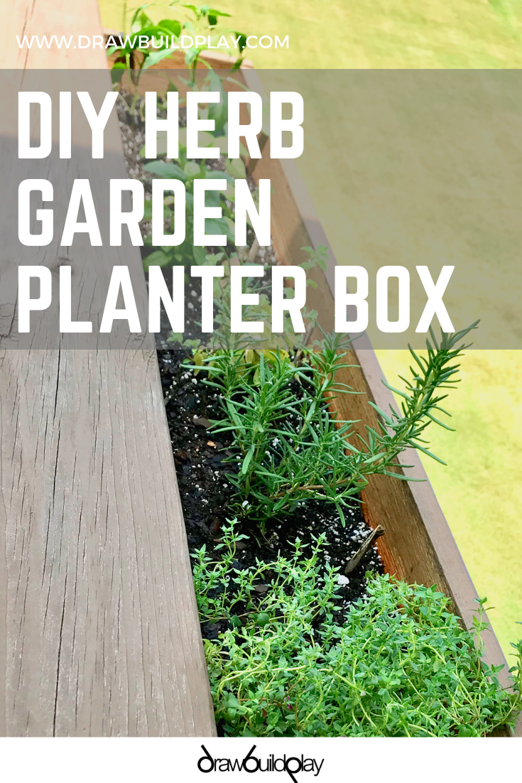 DIY Planter Box for your herb garden or spring flowers.  This is great to hang over your deck or by your kitchen windows.  Pin this easy DIY now so you can enjoy fresh herbs all summer long. #herbs #planter #planterbox #diy #herbgarden