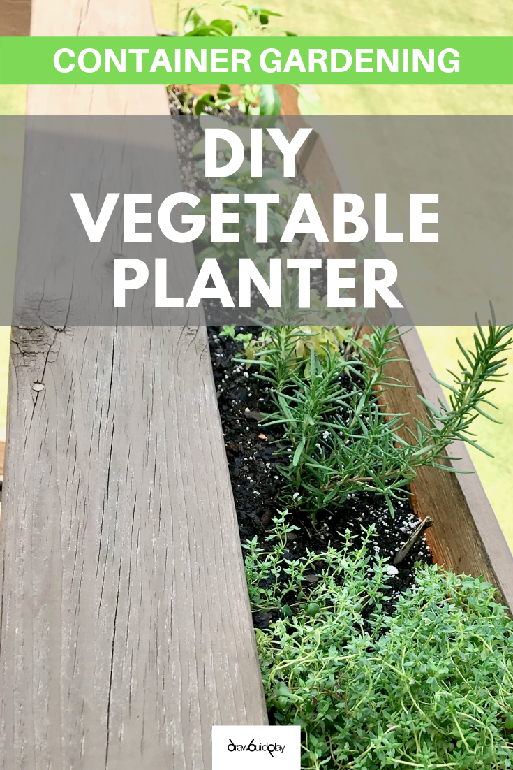 Build your own DIY Vegetable Planter for your vegetable or herb garden.  Our vegetable planter box design is easy to build and looks great.  Hang the vegetable planter over the side of a deck rail, or below a window sill.  Build a larger version for your larger vegetables.  Pin this easy DIY now so you can enjoy fresh veggies all summer long. #vegetableplanter #planter #planterbox #diy #garden #vegetablegarden