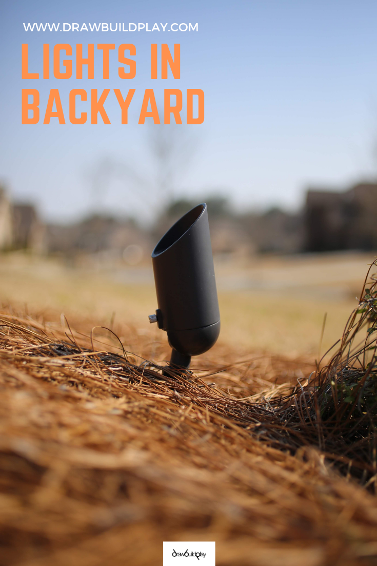 DIY Lights in backyard to brighten up your backyard features.  Install these lights in your backyard under a tree, along the fence line, or against accent pillars along your house to increase your curb appeal.