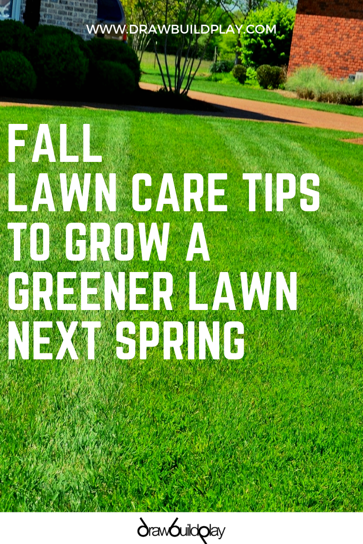 How to get a beautiful lawn in the spring by taking preparing it in the fall.  By applying the right fertilizers and weed control, get ahead of the weeds by creating a barrier before the weeds germinate.  A healthy root system in the fall and winter will have your grass looking green in the spring.  Check out our free lawn fertilizer schedule. #fallgarden #lawncare #lawnfertilizerschedule #greenerlawn